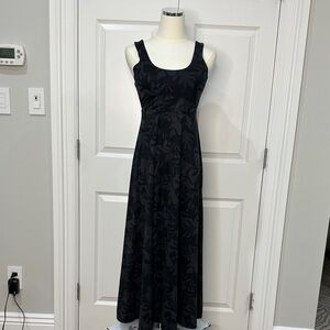 PrAna Lata Beach Charcoal Seaside A-line Floral Twisted Back Maxi Dress Size S